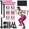 Pilates Bar Kit with Resistance Bands, Adjustable 3-Section Pilates Bar with Stackable Bands Workout Equipment for Legs,Hip,Waist and Arm Full Body Workouts Pilates (Pink(Adjustable,20/30/50lbs) view 1
