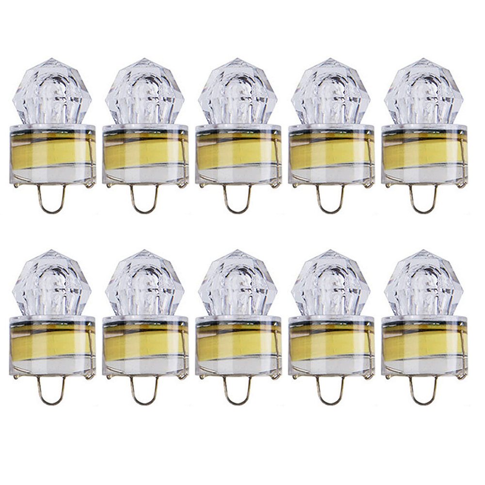 Edearkar LED Fishing Light Underwater 10-Pack Deep Drop Lights Waterproof Diamond Tubular Underwater Colorful Fishing Lure Light Attractants for Tuna Swordfish