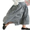 chouyatou Women's Cotton Linen Pants Elastic Waist Plaid Gingham Wide Leg Capri Palazzo Pants (X-Small, Black) view 1