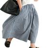 chouyatou Women's Cotton Linen Pants Elastic Waist Plaid Gingham Wide Leg Capri Palazzo Pants (X-Small, Blue) view 1