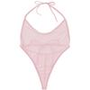 Jhaoyu Women See Through Mesh One Piece Swimsuit High Cut Micro Monokini Bikini Transparent Bathing Suit Pink One Size view 4