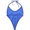 Jhaoyu Women See Through Mesh One Piece Swimsuit High Cut Micro Monokini Bikini Transparent Bathing Suit Royal Blue One Size view 4