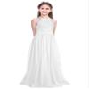 YiZYiF Kids Big Girls Halter Chiffon Floral Lace Wedding Flower Girl Dresses Evening Prom Maxi Dance Party Gowns White 12 view 1