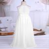 YiZYiF Kids Big Girls Halter Chiffon Floral Lace Wedding Flower Girl Dresses Evening Prom Maxi Dance Party Gowns White 12 view 4
