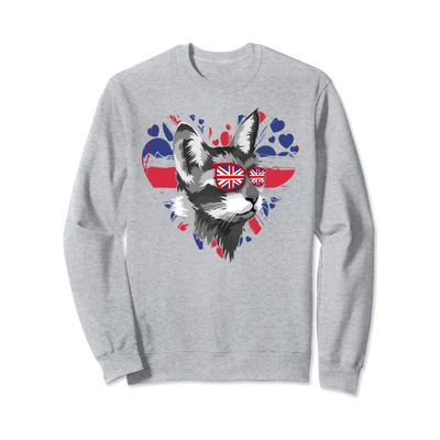 Cat Union Jack In Sunglasses For Kids & UK British Expats Sweatshirt