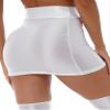 QinCiao Women's Glossy Solid Color Y2K Skirt Mesh Bodycon Hip Short Mini Skirts White Large view 3