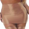 QinCiao Women's Glossy Solid Color Y2K Skirt Mesh Bodycon Hip Short Mini Skirts Coffee Large view 1