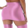 QinCiao Women's Glossy Solid Color Y2K Skirt Mesh Bodycon Hip Short Mini Skirts Pink Medium view 2