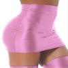 QinCiao Women's Glossy Solid Color Y2K Skirt Mesh Bodycon Hip Short Mini Skirts Pink Medium view 4