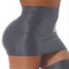 QinCiao Women's Glossy Solid Color Y2K Skirt Mesh Bodycon Hip Short Mini Skirts Grey Large view 4
