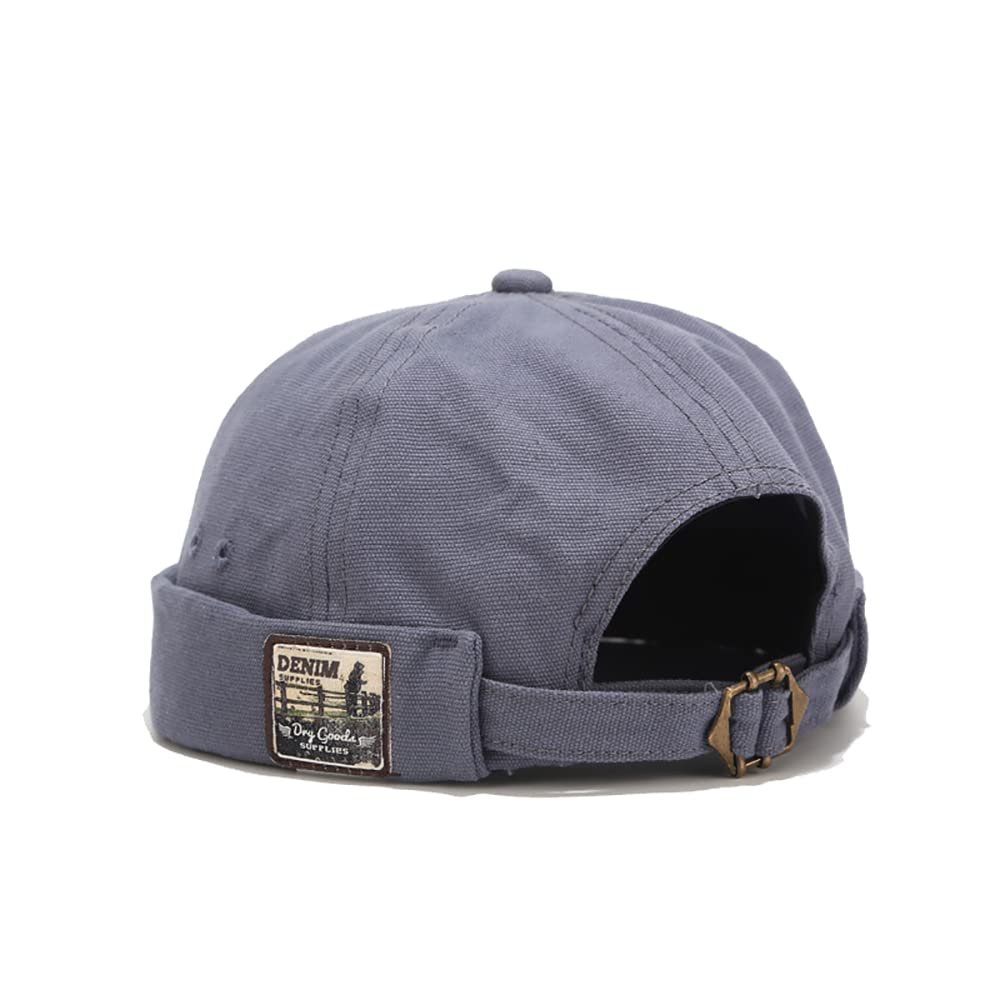 Unisex Retro Style Hip Hop Rolled Cuff Vintage Docker Caps Brimless Hats Visor-Less Sailor Cap Blue