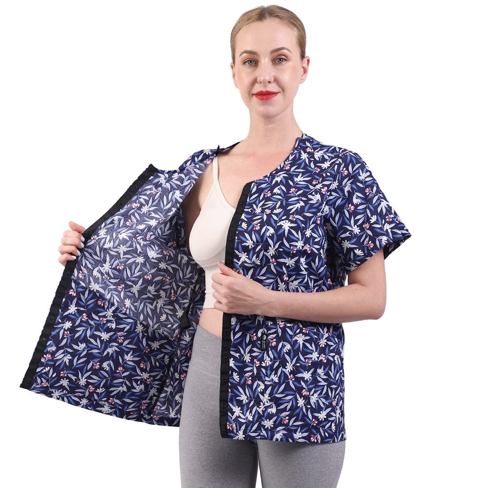 Mastectomy Recovery Shirt Post Surgery Shirt with Drain Management Pockets Unisex (CKC01-S)