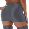 QinCiao Women's Glossy Solid Color Y2K Skirt Mesh Bodycon Hip Short Mini Skirts Grey Medium view 2