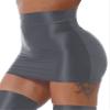 QinCiao Women's Glossy Solid Color Y2K Skirt Mesh Bodycon Hip Short Mini Skirts Grey Medium view 3