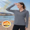 TACVASEN Women's Sun Shirts Sun Protection Long Sleeve Shirt with Hoodies UPF 50+ Outdoor Hiking, Dark Gray, XL view 3