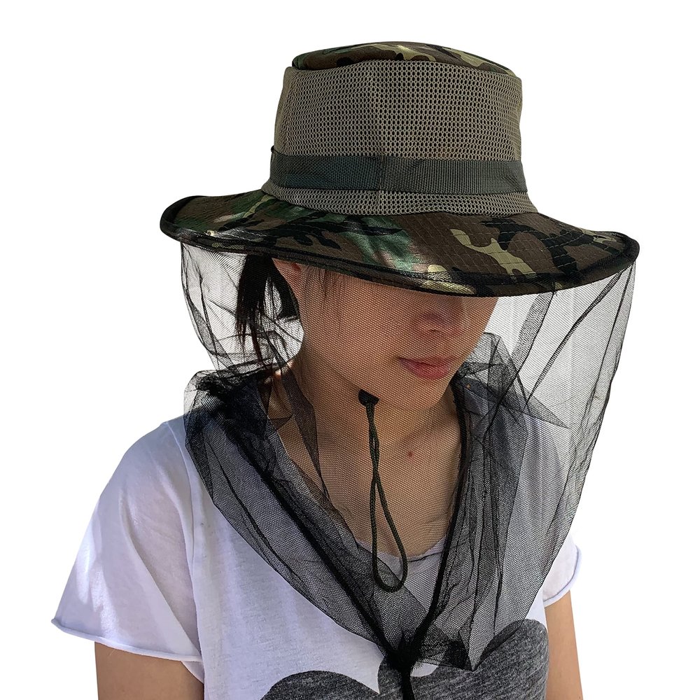 COUVER Mosquito Insect Beekeeping Bucket Hat with 12" Long Net for Gardening, Fishing & Outdoor, Size S (22")