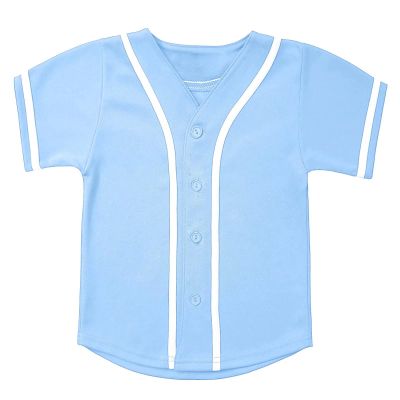 babyhealthy Kids Baseball Jersey Button Down Hip Hop Personalized Sport T Shirts Tops for Boys Girls Sky Blue