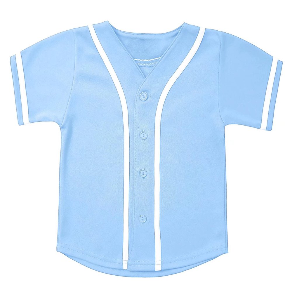 babyhealthy Kids Baseball Jersey Button Down Hip Hop Personalized Sport T Shirts Tops for Boys Girls Sky Blue