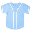 babyhealthy Kids Baseball Jersey Button Down Hip Hop Personalized Sport T Shirts Tops for Boys Girls Sky Blue view 1