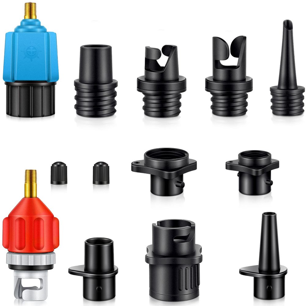 Treela Inflatable Air Pump Adaptor Compatible with SUP Inflatable Car Air Compressor Valve Adaptor with 9 Valve Nozzle for Paddle Board Boat(Classic,Orange, Blue)