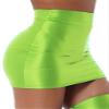 QinCiao Women's Glossy Solid Color Y2K Skirt Mesh Bodycon Hip Short Mini Skirts Fluorescent Green Medium view 4
