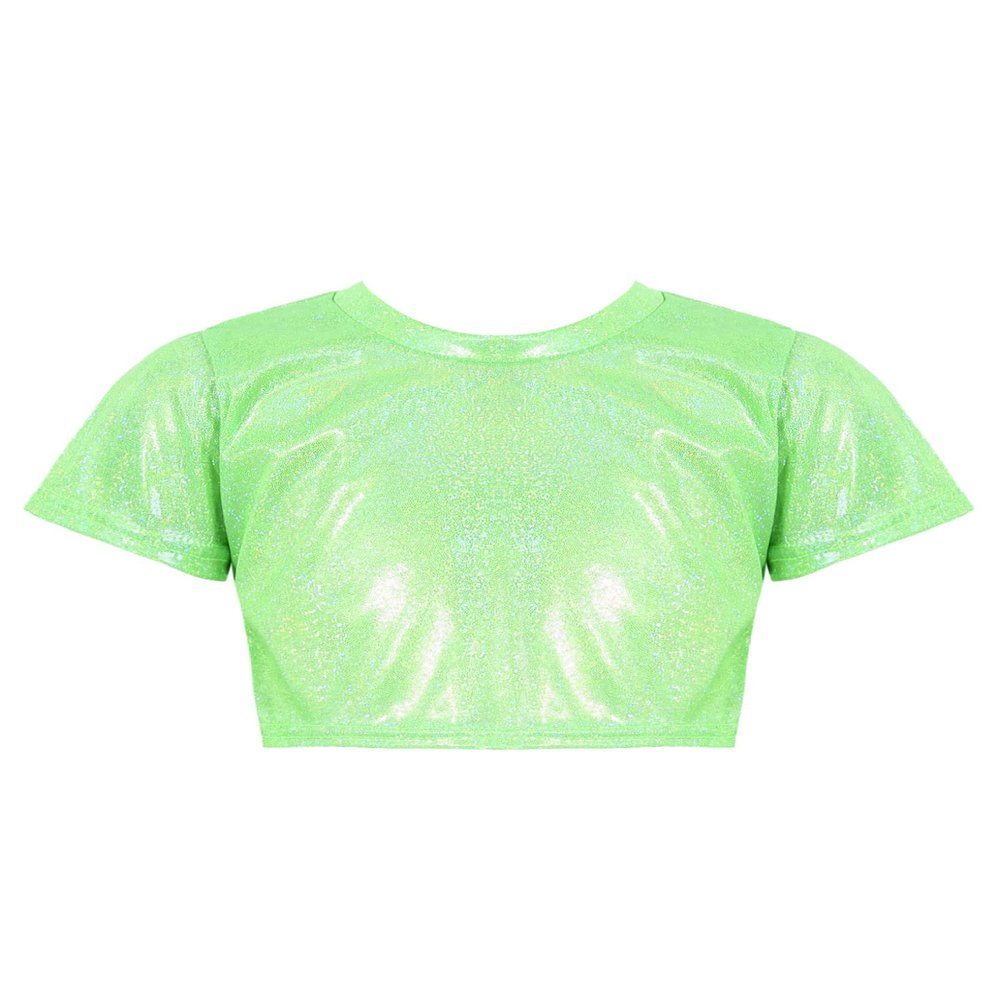 Mufeng Kids Boys Girls Shiny Metallic Crop Tank Top Jazz Hip Hop Dance Costumes Club Party Music Festival Dance Wear Metallic G 9-10 Years