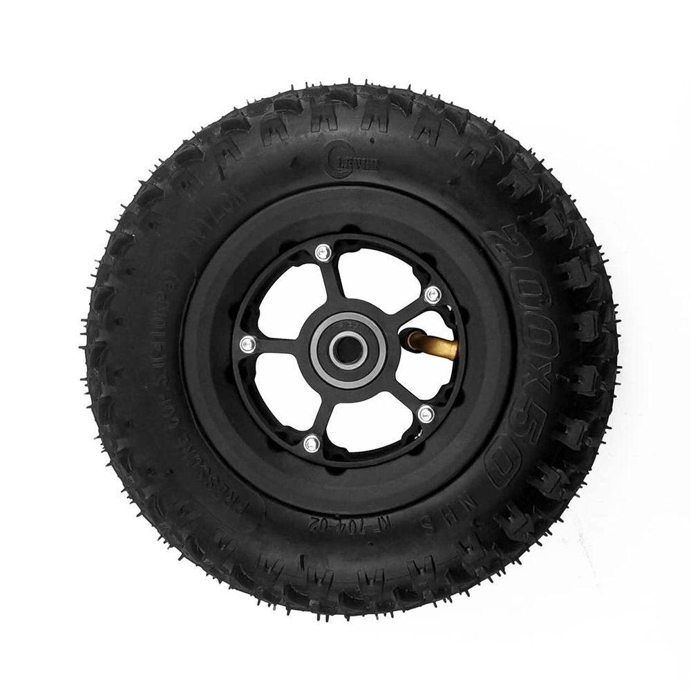8Inch Inflated Wheel Off-road Tire With Blue Black Hollow Out Aluminium Alloy Hub For Mountain Skateboard Scooter(black)