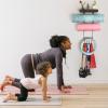 VINAEMO Yoga Mat Holder Accessories Wall Mount Organizer Storage Decor Foam Roller and Towel Storage Rack with 4 Hooks and Wooden Shelves Yoga Mats Rack Resistance Bands for Home Gym School Office view 2
