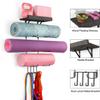 VINAEMO Yoga Mat Holder Accessories Wall Mount Organizer Storage Decor Foam Roller and Towel Storage Rack with 4 Hooks and Wooden Shelves Yoga Mats Rack Resistance Bands for Home Gym School Office view 3