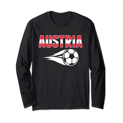 Austria Soccer Fans Jersey - Austrian Flag Football Lovers Long Sleeve T-Shirt