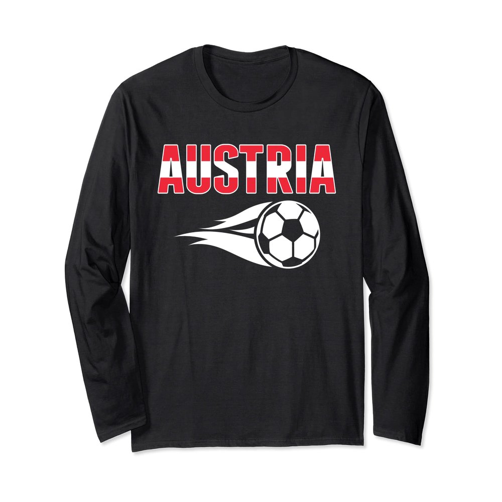 Austria Soccer Fans Jersey - Austrian Flag Football Lovers Long Sleeve T-Shirt
