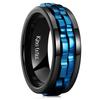 King Will 316L Stainless Steel Spinner Ring for Men-8mm Black Fidget Spinner Ring in Blue Gear, Anxiety Relief and Stress Free Wedding Band Comfort Fit Size 12 view 1