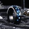 King Will 316L Stainless Steel Spinner Ring for Men-8mm Black Fidget Spinner Ring in Blue Gear, Anxiety Relief and Stress Free Wedding Band Comfort Fit Size 12 view 2