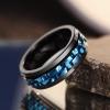 King Will 316L Stainless Steel Spinner Ring for Men-8mm Black Fidget Spinner Ring in Blue Gear, Anxiety Relief and Stress Free Wedding Band Comfort Fit Size 12 view 3