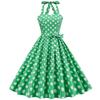 50s Dresses for Women Vintage Halter Polka Dot Cocktail Dresses 1950s Halter Rockabilly Dresses 50's 60's Prom Tea Party Swing Dresses Audrey Hepburn Prom Dress Green Polka Belt Medium view 1