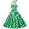 50s Dresses for Women Vintage Halter Polka Dot Cocktail Dresses 1950s Halter Rockabilly Dresses 50's 60's Prom Tea Party Swing Dresses Audrey Hepburn Prom Dress Green Polka Belt Medium view 2