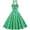 50s Dresses for Women Vintage Halter Polka Dot Cocktail Dresses 1950s Halter Rockabilly Dresses 50's 60's Prom Tea Party Swing Dresses Audrey Hepburn Prom Dress Green Polka Belt Medium view 3