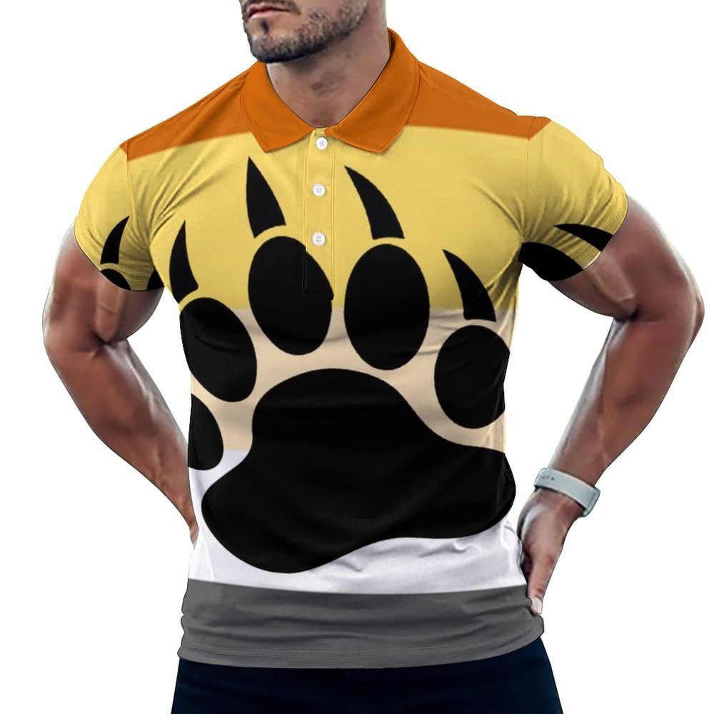 BAIKUTOUAN Gay Bear Men's Short Sleeve Polo-Shirt Casual T-Shirts Slim Fit Summer Tops S