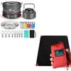 Odoland Bundle - 2 Items 22pcs Camping Cookware Mess Kit and Pocket Blanket Picnic Blanket, 43" x 63" SandProof Waterproof Outdoor Beach Blanket with Portable Bag view 1
