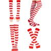 MCPINKY Red and White Striped Socks, Including Candy Cane High Knee Socks Long Arm Warmer Gloves, 2 Pair Crazy Outfits for Girls Women Holiday Themed Party Cheerleading Sports Costume view 1
