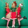 MCPINKY Red and White Striped Socks, Including Candy Cane High Knee Socks Long Arm Warmer Gloves, 2 Pair Crazy Outfits for Girls Women Holiday Themed Party Cheerleading Sports Costume view 3