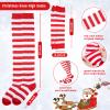 MCPINKY Red and White Striped Socks, Including Candy Cane High Knee Socks Long Arm Warmer Gloves, 2 Pair Crazy Outfits for Girls Women Holiday Themed Party Cheerleading Sports Costume view 4