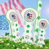 3PCS Golf Headcovers Set 460CC Driver Fairway Wood Hybrid Headcover PU Leather Classic Style Golf Wood Head Cover (3PCS-Lucky Clover) view 1