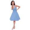 50s Dresses for Women Vintage Halter Polka Dot Cocktail Dresses 1950s Halter Rockabilly Dresses 50's 60's Prom Tea Party Swing Dresses Audrey Hepburn Prom Dress Blue Small view 2