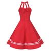 50s Dresses for Women Vintage Halter Polka Dot Cocktail Dresses 1950s Halter Rockabilly Dresses 50's 60's Prom Tea Party Swing Dresses Audrey Hepburn Prom Dress Red Polka X-Large view 3