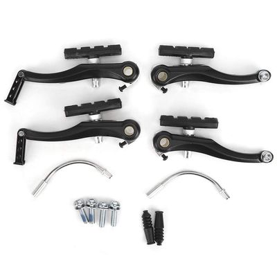 HERCHR V Brake Set, Front/Rear Bike Brake Universal Bicycle Linear Pull V Brakes Bike Brake Levers, Black Bicycle Brake Long Arm Bicycle v Brake Set Bike v Brake Kit Cycling V Brakes (1 Pairs)