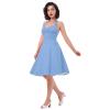 50s Dresses for Women Vintage Halter Polka Dot Cocktail Dresses 1950s Halter Rockabilly Dresses 50's 60's Prom Tea Party Swing Dresses Audrey Hepburn Prom Dress Blue Medium view 3