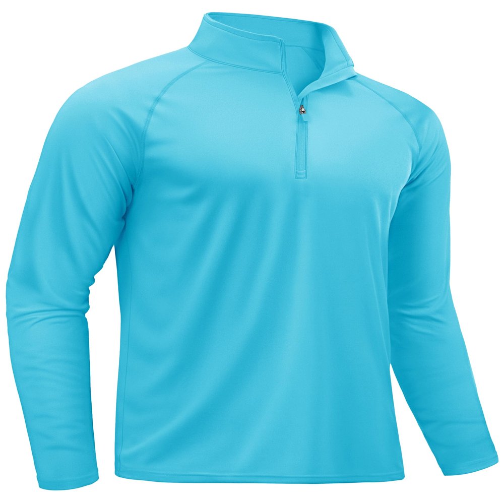 TACVASEN Long Sleeve Swim Shirts for UPF 50+ Sun Protection Running Shirts Quick Dry Rash Guard Outdoor 1/4 Zip Pullover T-Shirts Dry Fit Blue