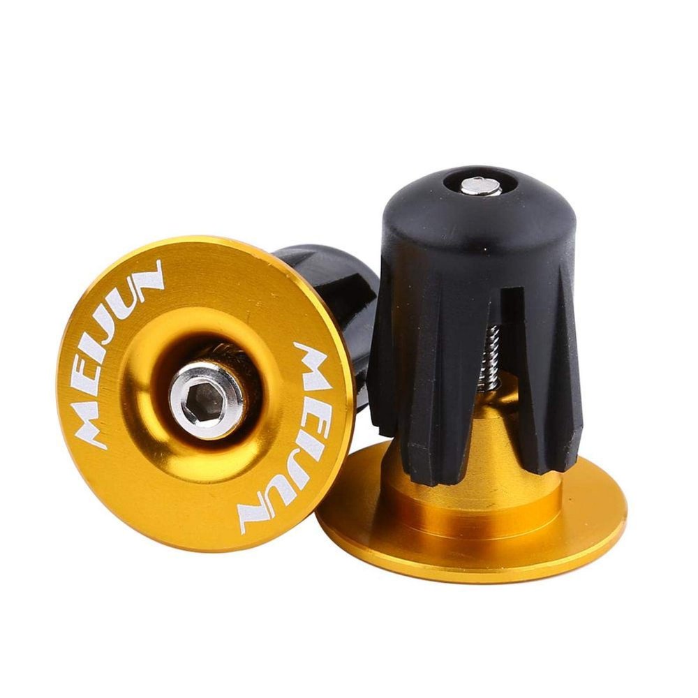 HERCHR Alloy Bar End Plugs, 2pcs Bicycle Bike Bar end Plug Bar end Cap Bar End Caps for Road Bike Mountain Bike(Gold)