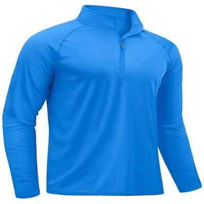 TACVASEN Mens Quarter Zip Pullover Rash Guard Shirt Long Sleeve Swim Dry Fit Shirts for Men Outdoor Shirts for Sun Hiking Shirts Azure